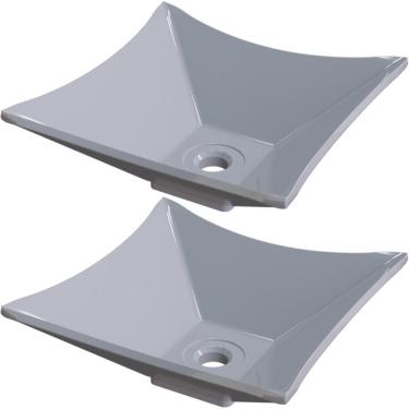 Imagem de Kit 02 Cubas de Apoio Quadrada Lux Para Banheiro Lavabo C01 L30 Cinza - Lyam Decor