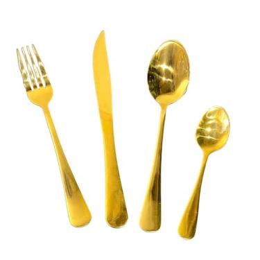 Imagem de Jogo de Talheres Faqueiro em Aço Inox 24 Peças Dourado - Luwave
