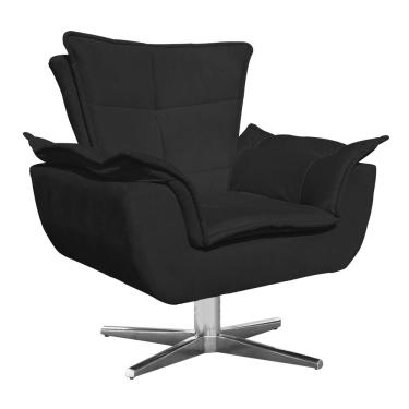 Imagem de Poltrona Giratoria Opala Suede Preto Base Estrela Cromada Drossi