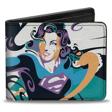 Imagem de Carteira DC Comics, Bifold, Supergirl Color Splash Punch Pose Azul Roxo Preto, Couro Vegano