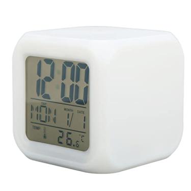 Imagem de Despertador digital infantil, despertador digital, relógio de cabeceira infantil com luz noturna de 7 cores, detecção de temperatura para crianças, meninos e meninas, estudantes