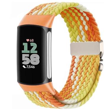 Imagem de Issinlky Pulseira trançada de nylon compatível com Fitbit Charge 6/5, pulseira elástica para Fitbit Charge 5/6 feminino e masculino