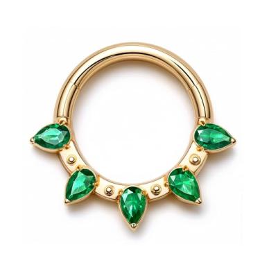 Imagem de BodyBonita Anéis de septo 16G rosa/vermelho/verde/zircônia transparente, argolas de nariz de titânio G23, clicker de joias de septo, piercings de hélice de concha Tragus Rook Daith para mulheres e