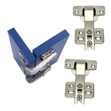 Imagem de 2 dobradiças de porta de armário de 90 graus, dobradiças de armário de 180 graus para guarda-roupa, estante, sapato, porta de armário (4 furos)