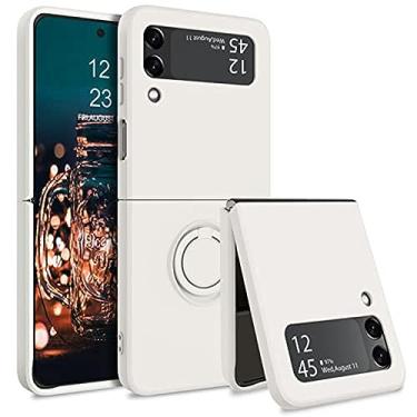 Imagem de Para samsung z flip 5 caso anel titular silicone líquido casos de telefone para samsung z flip 3 zflip 4 zflip5 capa macia, branco, para samsug z flip 3