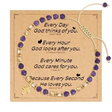 Imagem de VIBILIA Pulseira de cruz para mulheres, pulseiras de contas boho para mulheres, presentes cristãos, pulseiras de Jesus, presentes de aniversário para mulheres, mãe, filha, esposa, irmã, colega de