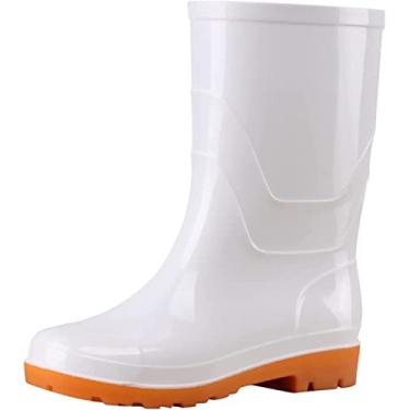 Imagem de Botas de chuva femininas cano médio botas de chuva galochas, Branco, 7
