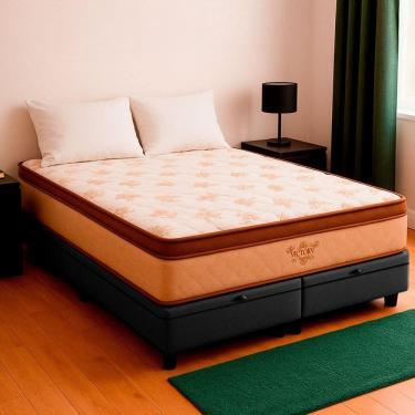 Imagem de Cama Box Baú Queen E Colchão Victory Molas V-store Cinza