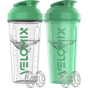 Imagem de - Pacote com 2 - Frascos coqueteleiros de proteína de 800 ml para misturas de proteína - batedor de 2 x arames | Coqueteleiras à prova de vazamento para shakes de proteína | Shakers para shakes de