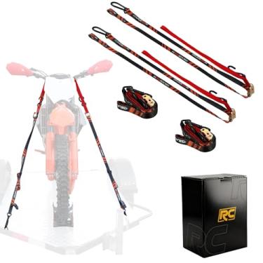 Imagem de BAOUFF Tiras de amarração para motocicleta, pacote com 4, 2,5 cm de largura, 816,5 kg, resistência à ruptura, alças de catraca universais para bicicletas sujas, quadriciclos, caminhões de reboque UTV