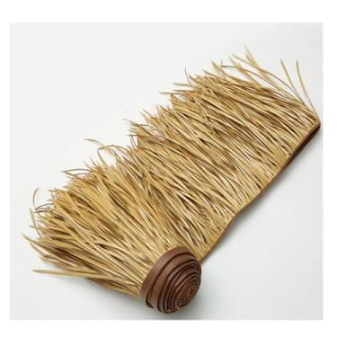 Imagem de Rolo de palha de palmeira PE materiais de construção de plástico capa de guarda-chuva de praia de palha artificial telhas de telhado de palha para tiki bar jardim decoração à beira-mar (amarelo a, 0,5