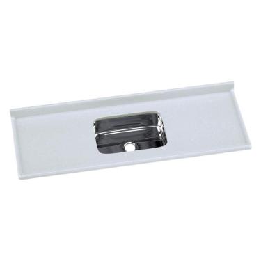 Imagem de Pia De Cozinha Mármore Sintético 150x55cm Com Cuba Aço Inox Multimóveis CR20474 Off White