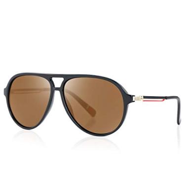 Imagem de Óculos de sol aviador retrô para mulheres, homens, clássicos, anos 70, vintage, moderno, quadrado, óculos de sol, Preto/Marrom, Medium