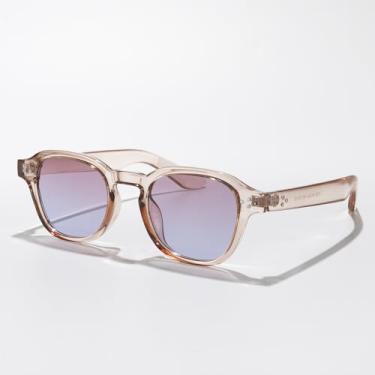 Imagem de Óculos de sol quadrados retrô para mulheres e homens, óculos de sol vintage com proteção UV, Armação marrom Tra/Lente gradiente marrom, Lens Width: 46 Millimeters