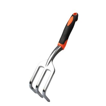 Imagem de Ancinho manual de 3 pinos, com alça ergonômica, leve e durável para capina, afrouxamento do solo, pequenos jardins e espaços apertados, laranja