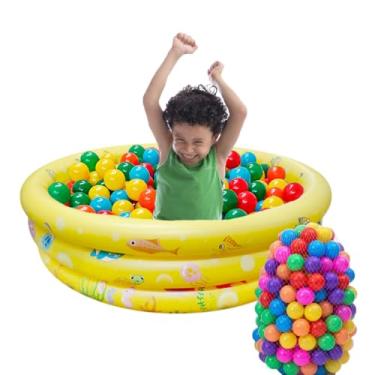 Imagem de Piscina Inflável 100L Amarelo Bebê Infantil C/100 Bolinhas Coloridas