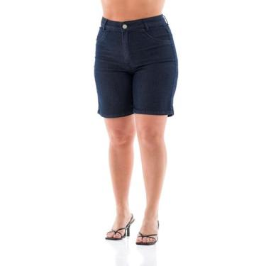 Imagem de Bermuda Meia Coxa Jeans Feminina Promo - Arauto Jeans, Azul escuro, 44