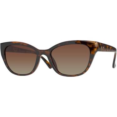 Imagem de Óculos de Sol Gatinho Feminino Cor Marrom Mesclado Polarizado Proteção UV400 Village Heaven 6174