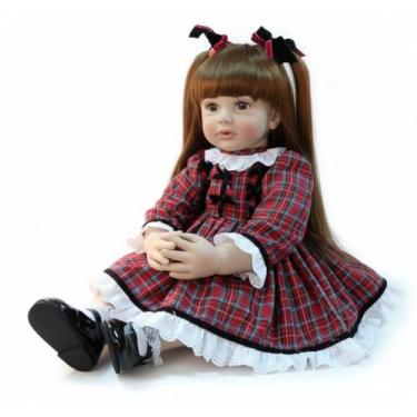 Imagem de Boneca Reborn Realista de 60cm (24 pol.) Corpo de Pano Macio e Membros de Silicone Vinil – Olhos Vivos, Cabelo Longo e Roupas de Bebê (3-6 meses)