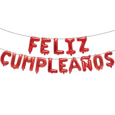 Imagem de ZHENGYE Balão Feliz Cumpleanos com letras vermelhas, balões de feliz aniversário, bandeira, balão vermelho, crianças, adultos, decoração de festa de aniversário