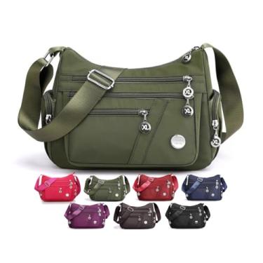 Imagem de Bolsas transversais para mulheres, bolsa de ombro espaçosa com vários bolsos, bolsa tiracolo feminina moderna, Verde militar, Medium, Bolsas transversais modernas minimalistas para mulheres