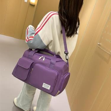 Imagem de Sacola impermeável para academia, viagens e natação – grande capacidade, nylon dobrável com separação úmida/seca, Roxa, One_Size