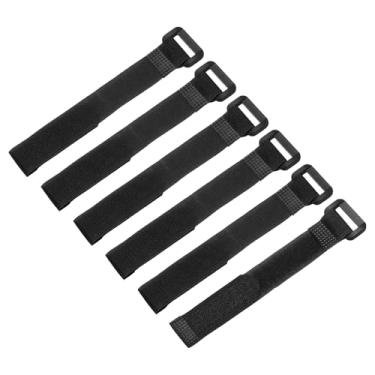 Imagem de 6 peças de tiras de amarração de bateria reutilizáveis, 1,5 x 20,32 cm de nylon preto multifuncional para segurar a bateria ajustável, alça de fixação de gancho para casa, escritório, RC, barco, carro