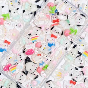 Imagem de Decoden Charms 100 peças de berloques de resina lisa kawaii misturados para artesanato, cabochão para projetos de bricolage, berloque de geleca, arte de resina, scrapbooking, capa de telefone e