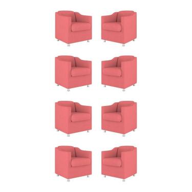 Imagem de Kit 8 Poltronas Tilla Decorativas Consultório Sala Tecido Cor:rosa