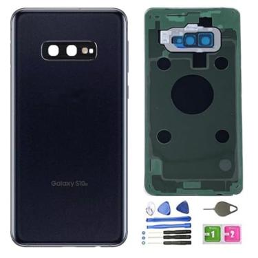 Imagem de Qenw Capa traseira de vidro para Galaxy S10 Plus (à prova d'água) com lente de câmera e moldura + peças de fita para Samsung Galaxy S10 Plus S10+ SM-G975U/W/F/DS + ferramentas (preto)