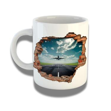 Imagem de Caneca De Porcelana 325ml Com Design 3d Exclusivo Avião