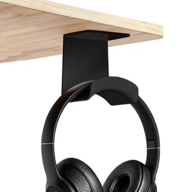Imagem de Hanging Headphone Hook - Headset Holder with Strong Adhesive Pad, Space-Saving Mount for Desk/Wall/Computer, Compatible with Over-Ear/On-Ear Headphones, Black