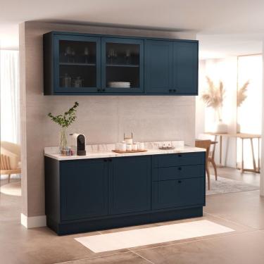 Imagem de Cozinha Compacta 4 Peças 6 Portas 3 Gavetas Sevilha Azul órion