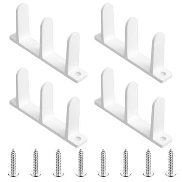 Imagem de KFHENSOMR Pacote com 4 guias de piso para porta de armário de tapume universal de plástico guia inferior adequado para porta grossa de 3,5 cm - guias de portas brancas de armário para piso de armário