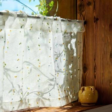 Imagem de Cortinas Jinchan Semi Sheer Kitchen Pom-Pom 91cm 2 painéis