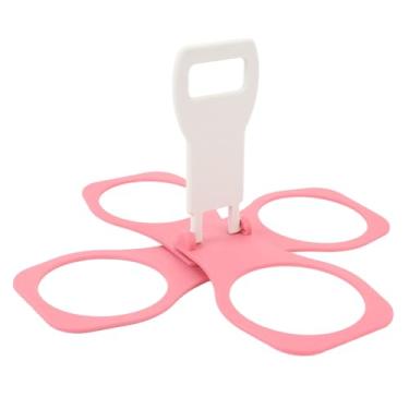 Imagem de XUXHOU Porta-garrafas de Cerveja de Plástico Dobrável Com 4 Furos Com Alça, Design Compacto para Fácil Armazenamento, Adequado para Viagens (Rosa)