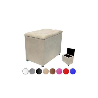 Imagem de Puff Retangular Baú Moderno Espaçoso Pufe Decorativo - Realizar, Creme