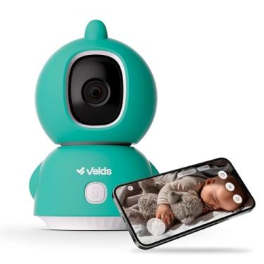 Imagem de Babá Eletrônica Wi-Fi Velds, Visão Noturna, Detecção de Choro, Sensor de Temperatura, Áudio Bidirecional, Armazenamento até 256GB, Câmera Monitor de Bebê com Capinha Verde Dragão