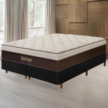 Imagem de Cama Box Preta + Colchão King Size Santiago Molas Ensacadas Pillow Pap