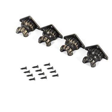 Imagem de Estink Protetor de Canto Latão Antigo Protetor de Perna Bronze Vintage Liga de Zinco 4Pcs Com Parafusos para Caixa de Joias de Madeira Baú de Armazenamento