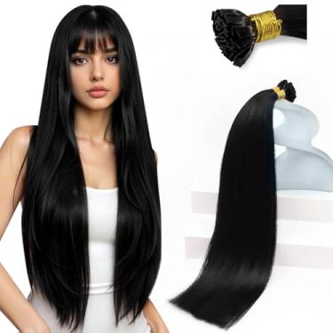 Imagem de Extensões de cabelo pré-ligadas Sunny 55,88 cm #1 Preto Jet Flat Tip Hair Hot Fusion Remy Human Hair For Women 50 g 50 s
