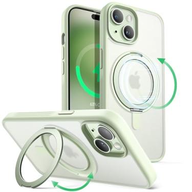 Imagem de JETech Capa de Anel Giratório de 360 Graus para iPhone 15 Plus 6,7 Polegadas Compatível com MagSafe, Case de Telefone Fina Capinha à Prova de Choque com Suporte & Suporte de Anel (Verde)