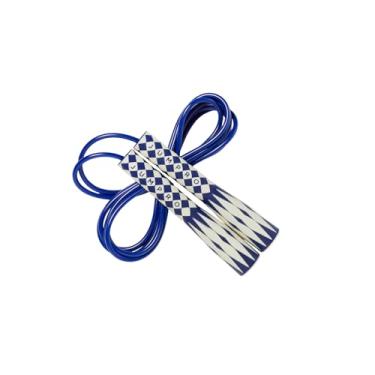 Imagem de Corda de pular KSY Kids Gold (C-777, azul marinho) – Corda de pular de PVC durável para crianças de 6 a 12 anos – Alças macias, comprimento ajustável e design sem emaranhados – Feito na Coreia