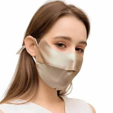 Imagem de Máscara de proteção solar de seda de amoreira – FPS 50+ protetor facial leve para uso ao ar livre (champanhe dourado)