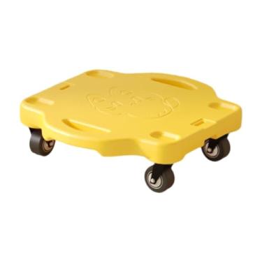 Imagem de harayaa Tábua de patinete com alças, tábua de chão para crianças, brinquedos sensoriais, patinetes sentados, tábuas de sentar, para academia, playground, casa, Amarelo, M