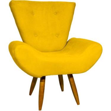 Imagem de Poltrona Para Sala Decorativa Emilia Suede Cores Pés Castanhos - Cliqu