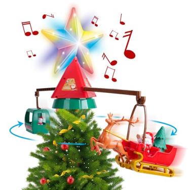 Imagem de Enfeite de árvore de Natal com estrela giratória, decoração de Natal divertida com músicos, lâmpada para decoração de festa em sala de aula, sala de aula