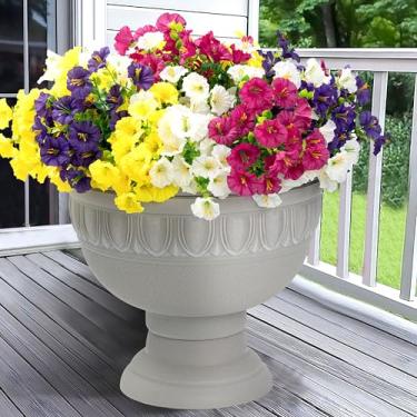 Imagem de Khyxvbcd Flores artificiais para decoração de casa de jardim interno ao ar livre, margarida de flor sintética com folhas de eucalipto, plantas falsas, vegetação, buxo, varanda, pátio, 12 pacotes