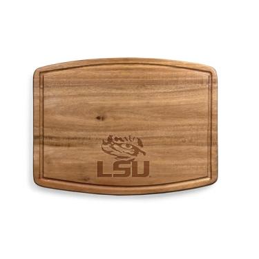 Imagem de PICNIC TIME NCAA LSU Tigers Tábua de corte de acácia Ovale, conjunto de tábua de charcutaria com ranhura de suco para derramamentos, prato de madeira (madeira de acácia)