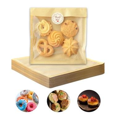 Imagem de 100 peças de sacos de embalagem de biscoito com selo, embalagem de produtos de panificação JINLIFA com janela, selável ao calor e resistente a graxa, sacos individuais para brownie, donut, petisco
